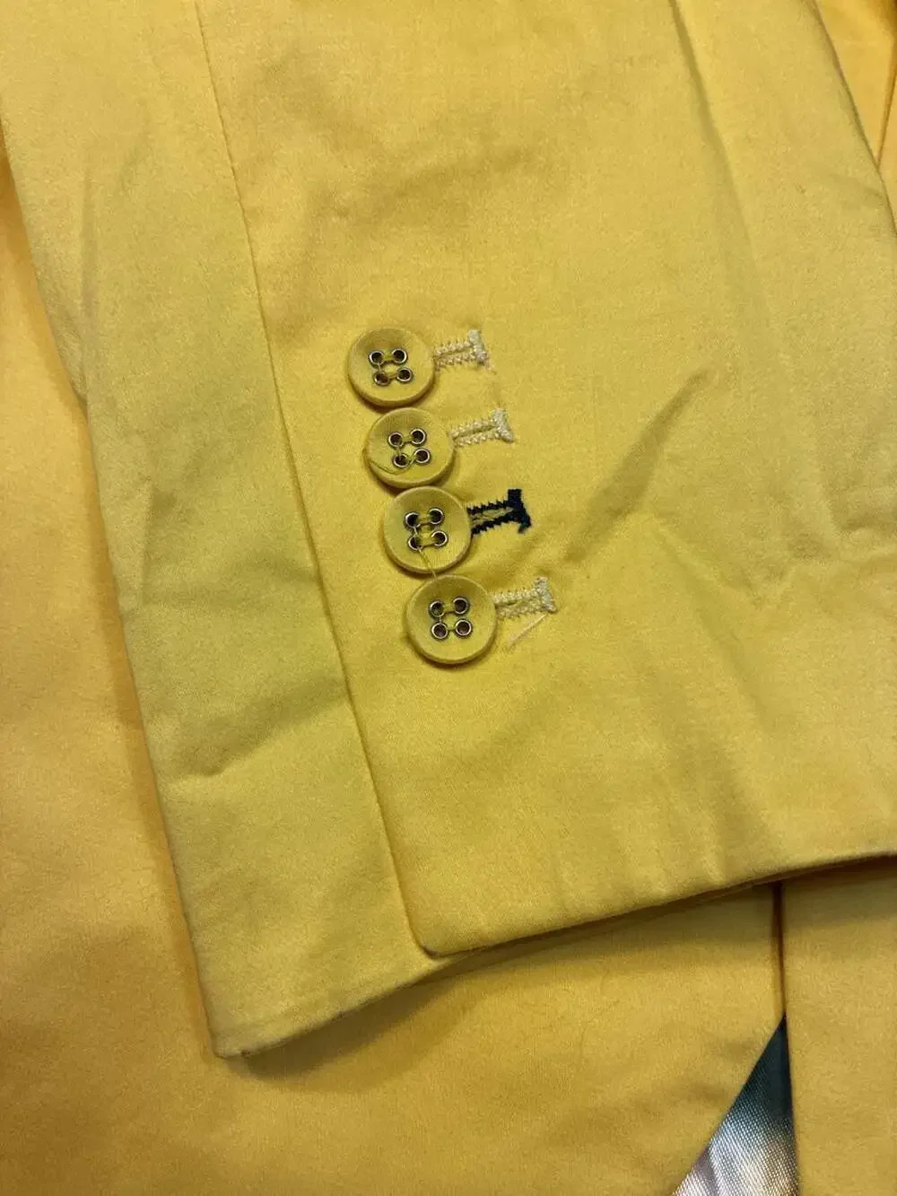 Quimby Yellow Sport Coat Blazer Jacket Floral Satin Lining Size 46